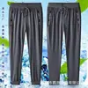 Calças masculinas de seda gelada para o verão, calças casuais finas, respiráveis, com punho, soltas, alta elasticidade, calças de ar condicionado para homens