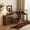 Nuevo Tocador de Madera Maciza con Espejo abatible estilo chino, Gabinete de Almacenamiento, Mesa de Maquillaje Retráctil de Alta Gama para el Pie de la Cama