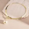 Collar de Perlas Doradas Transfronterizo Europeo y Americano Moda Lujo Ligero Versátil Collar para Mujer Simple de Gama Alta Venta al por Mayor
