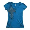 Amazon Aliexpress Verão Novo Camiseta Estampada com Strass Cruzado Feminina Sexy Slim Fit Gola V