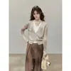 Qiaomi "Edición Limitada de Otoño" Prendas de Punto para Mujer 2026 Nuevo Estilo Falso Dos Piezas Manga Larga Top para Mujer Cardigan de Principios de Otoño