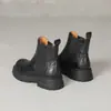 Botines Chelsea Británicos de Lujo Ligero Otoño/Invierno Nuevos Botines Cortos para Mujer Suela Gruesa Tacón Grueso Retro Punta Redonda Caña Corta Elástica Botines Adelgazantes