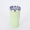 Taza de café simple multicolor de 16 oz, taza de acero inoxidable 304 de doble capa con aislamiento al vacío, taza portátil para coche al aire libre