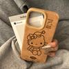 Funda de Hello Kitty marrón para Apple Pro Max (iPhone 16, iPhone 14 Plus, piel, 13/12)