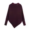 Suéter de Punto para Mujer con Cuello de Solapa, Mangas Murciélago Irregulares, Hilo de Mecha Acanalado, Estilo Europeo y Americano, Popular para Comercio Exterior Transfronterizo de Aliexpress