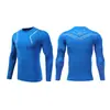 Body de Base de Alta Elasticidade para Uso Externo Masculino Corrida Esportes Ciclismo Secagem Rápida Respirável Estampado Manga Longa Camiseta Top de Treino
