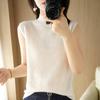 Dropshipping Tiktok e Kuaishou Nova Coleção Primavera/Verão 2024 Colete Tricotado Meia-Gola para Mulheres, Blusa Tricotada Sem Mangas Fashion Slim Fit