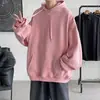 Sudadera con capucha de color liso para hombre, estilo coreano, de moda, de primavera y otoño, con forro polar combinado, estilo Hong Kong, holgada, de manga larga.