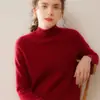 Nuevo Suéter de Cachemira para Mujer Estilo Simple Otoño 2026, Tejido de Cuello Medio Alto, Suéter Básico Versátil de Manga Larga