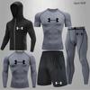 Traje esportivo transfronteiriço masculino para fitness, calça legging de secagem rápida, seda gelada, equipamento de corrida, traje para corrida matinal, traje de treino para basquete, atletismo