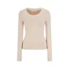 Camiseta interior de forro polar gruesa de una pieza, suéter de punto ajustado de manga larga con cuello redondo, top casual adelgazante para mujer