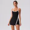 Falda de Tenis de una Pieza para Fitness Anti-Exposición Capa Base de Yoga Vestido Deportivo para Correr al Aire Libre Pantalones Ajustados para Mujer
