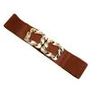 Sello de Cintura para Mujer de Alta Gama Hebilla Cuadrada Elástico Elástico Cinturón Ancho Todo Partido Decorativo Cintura de Falda Uso Exterior Sello de Cintura