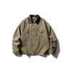 North Boundary Marca Americana de Moda Masculina 2025 Outono Novo Jaqueta de Trabalho Patchwork Retrô Masculina Color Block Gola Pontuda