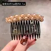 Pente de Cabelo Pérola Cor Champanhe com Toque de Luxo, Pente Invertido com Cristais para Mulheres, Nova Ferramenta de Penteado para Controlar Fios Soltos, Acessório de Cabelo Lateral