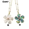Wt-Jn310 Colgante Forma de Flor Patrón Concha de Abulón Brillante Reflectante Longitud Ajustable Collar para Mujer