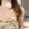 Estilo Frío Negro Cena Súper Hada Pequeña Camelia Encaje Gargantilla Collar Vintage Palacio Sexy Banda para el Cuello