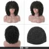 Peruca transfronteiriça Cabelo curto curto cacheado cinza das mulheres africanas pequena faixa de ondulação franja perucas encaracoladas fábrica atacado