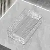 Caixa Organizadora Transparente Estilo Gelo de Luxo Leve, Caixa Plástica Retangular para Uso Doméstico, Organizador de Cosméticos de Mesa, Caixa de Armazenamento para Sala de Estar