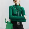 Camiseta de punto de cuello medio para debajo de la ropa, a la moda, a la moda, a la moda, a la moda, para mujer, primavera y otoño, suéter de alta calidad, prenda interior, top ajustado adelgazante