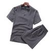 Traje casual de algodón y lino 2023 para hombre, camiseta de manga corta, verano, nuevo, juvenil, color sólido, cuello en V, camiseta, shorts, conjunto de dos piezas