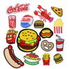 Etiqueta de Bordado Computarizado Yuanda Coca Cola Hot Dog Paleta Adhesivo de Tela Bordado Adhesivo de Tela Accesorios de Ropa Adhesivo Bordado Parche Adhesivo