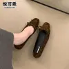 Zapatos Individuales de Piel Genuina Estilo Francés con Tacón Oculto Puntera Cuadrada Lunares para Mujer 2026 Otoño Nueva Llegada Mocasines con Lazo