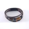 Pulsera de Piedra Ojo de Tigre de Venta Caliente Transfronteriza Europea y Americana Pulsera de Cuerda de Cuero Multicapa para Hombre Pulsera de Piedra Pulsera con Hebilla Magnética Joyería para Hombre