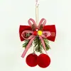 Nuevo Adorno de Bola Flocada Navideña con Lazo y Colgante de Piña y Hojas de Pino Decoración de Árbol de Navidad Bola Colgante Decoración de Ventana Festiva