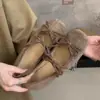 Sapatilhas Femininas de Bico Quadrado e Boca Rasa 2025 Outono e Inverno Novo Estilo Coreano Sapatilhas com Laço Francês Sapatos Mary Jane