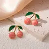 Pendientes de Fresa con Goteo de Aceite de Venta Caliente Transfronterizos, Serie de Frutas de Acero Inoxidable de Lujo Ligero y Gama Alta, Pendientes Dulces y Lindos