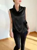 ¡Calidad Superior! Top sin mangas con cuello de acetato importado, Chaleco sedoso y único, Diseño ponible y atractivo para el verano
