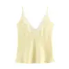 Camisola de encaje de seda estilo popular europeo y americano ZA con tirantes decorativos, ropa de mujer en AliExpress, moda casual transfronteriza INS, negro texturizado