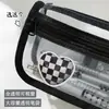 Estuche transparente negro, doble capa, gran capacidad, impermeable de PVC, adecuado para llevar al salón de exámenes, patrón de cuadros simple, caja de papelería para estudiantes