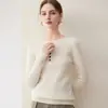Suéter de cachemira de alta gama con cuello redondo, corte ajustado, estilo grueso para mujer, adelgazante, de moda, capa base, jersey de punto de alta calidad