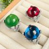 Outono e inverno novo Zhuang Shengsheng jóias cobre banhado a ouro denier azul cristal afiado personalidade anel feminino pedra principal 18*20