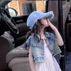 Conjunto de saia com suspensório para meninas novo verão versão coreana para crianças de porte médio e grande top jeans estiloso para menina saia de bolo de duas peças