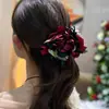 Pinza para el Cabello Floral 2024 para Mujer, Accesorio para el Cabello, Pinza de Tiburón Grande con Diseño de Flor Quemada, Pinza Superior para Raíces del Cabello, Moño