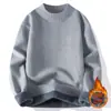 2024 Suéter de una pieza de forro polar con cuello alto medio, forrado de forro polar para invierno, engrosado, cálido, blanco, gris claro, gris hierro