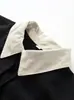 ZA Ropa Nueva de Otoño Transfronteriza para Mujer Bloque de Color Solapa Chaqueta Corta Cuello de Pana Cordón Azul Marino Color Albaricoque Abrigo