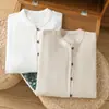 Toma real 2026 Primavera/Otoño Nuevo Lino de Algodón Estilo Zen Ropa Exterior Nuevo Estilo Chino Top Artístico Cuello Alto Chaqueta Camisa de Manga Larga