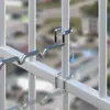 Tendedero a presión para balcón sin taladro, gancho para ropa de barandilla de acero inoxidable, tendedero de almacenamiento redondo y cuadrado para ventana antirrobo