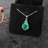 Collar de plata de ley S925 con cristales verdes para mujer, estilo retro antiguo, elegante, con circonitas en forma de gota, personalizado y moderno, cadena de clavícula.