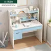 Mesa de estudo integrada com estante, conjunto de mesa para estudo de computador, mesa pequena simples estilo ins para quarto de estudante em casa