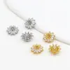 Chapado en Cobre Oro Real 18K Doble Cara Tori Micro Zircón Loto Cuentas Joyería Pulsera DIY Hecho a Mano Accesorios C45