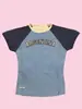 Camiseta Corta Estilo Europeo y Americano, Corte Ajustado, Estampado de Letras, Top Azul, Camiseta de Verano Y2K para Mujer, Cropped Sexy Streetwear