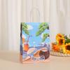 Sacola Tote de Papel Kraft Série Verão Colorida Sacola de Presente Sacola Tote de Compras Sacola de Embalagem para Presente de Roupa