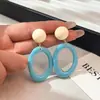 Pendientes de Círculo Coloridos de Acrílico Dopamina Estilo Coreano y Japonés, Pendientes Exagerados de Diseño Nicho, Accesorios para Orejas de Vacaciones en la Playa