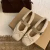 Zapatos Mary Jane con Interior Esponjoso y Plataforma para Mujer, Nuevo Estilo Otoño/Invierno 2026 Zapatos Planos Cálidos con Lazo Zapatos Peludos