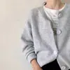 Novo casaco de tricô feminino para outono e inverno, modelagem solta, estilo japonês vintage, cor sólida, top curto de tricô, suéter feminino espesso